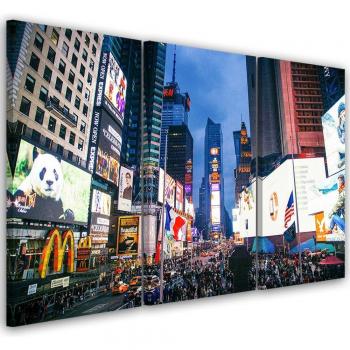 Tableau triptyque New York Times Square 60x40 multicolore
