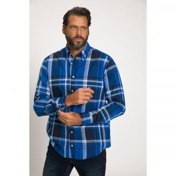 Camicia blu maniche lunghe a righe 7XL in lino/cotone JP1880