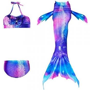 Hejin Mädchen Bikini mit Meerjungfrauen Schwanz – 3‑teiliges Kostüm