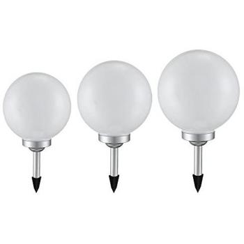 Picchetto Luminoso Solare LED per Giardino, Batteria Ricaricabile, Plastica Argento, Luce Bianca