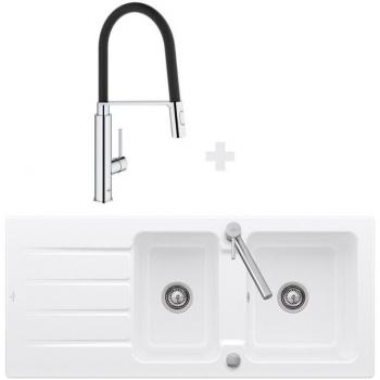 Evier Villeroy & Boch 116 x 51 cm + Robinet Concetto en Blanc