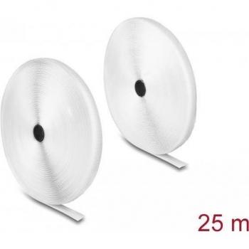 Cinta de Velcro 25 m x 20 mm, Resistente, Blanca