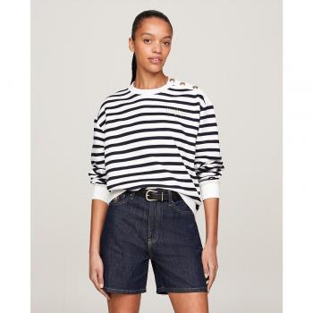 Felpa Tommy Hilfiger Donna Reg Gold Button Ecru / Desert Sky L