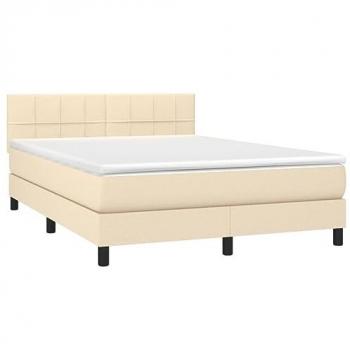 Lit rembourré sommier à lattes crème 140x190 cm – intérieur moderne