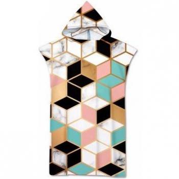 Quick Drying Black White Geometric Poncho Towel
