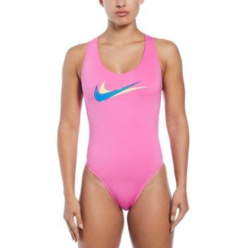 Nike Damen-Bademode: Multi-Logo Badeanzug Rosa/Blau – M