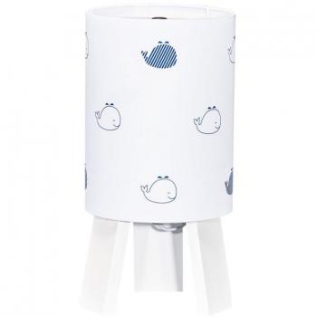 Lampe de chevet SAUTHON Blue baleine en coton blanc 16x16x32cm