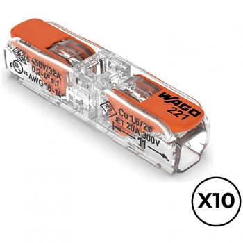 Wago Confezione 10x Rapido 2 Vie Leva Ø6 mm² (450 V, 32 A) Rame