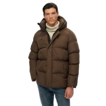 Superdry Men’s Slate Brown Down Jacket – 5‑Baffle Sports (S)
