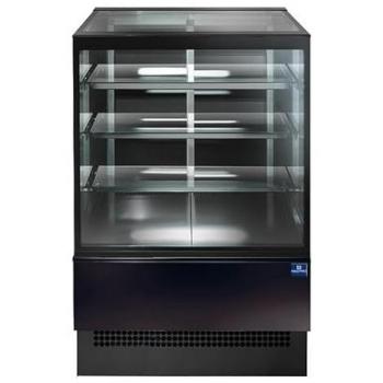 Comptoir Chaud Ventilé avec 3 étagères et vitre verticale, L 1200 mm – RAL 9005 – Mastro