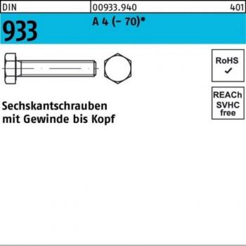 M8x50 Edelstahl-Sechskantkopf mit Gewinde (DIN 933, A4-70) – Packung