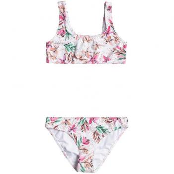 Bikini Roxy Happy Tropical Bralette blanco rosa verde niña 8
