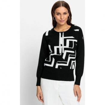 Pull Helline Mélange de Motifs Noir-Blanc 38