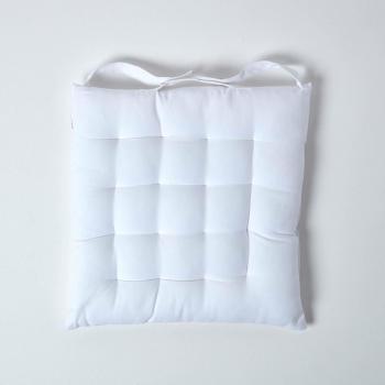 White Cotton Seat Cushion with Straps
