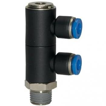 Riegler Doppelschläucheinsatz Blau, drehbare Version, Anschluss M 3/8 auf Ø6mm