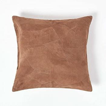 Tan Brown Suede Cushion with Feather Filling