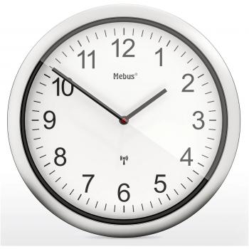 Mebus Reloj de Pared 19809, silencioso, color blanco y plateado