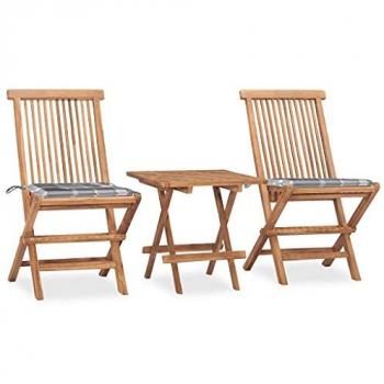 Teak Outdoor Dining Trio con Sedere Pieghevoli – Vidaxl