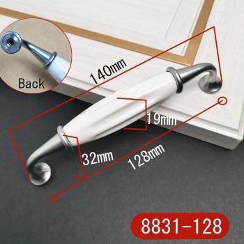 Zinc Alloy White Ceramic Cabinet Handles – Contemporary Bright Chrome Pulls (96 mm / 128 mm)