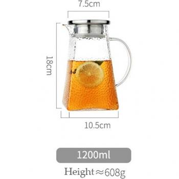 Glas Waterpitcher met Zeef en 4 Glazen Bekers