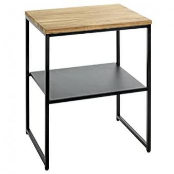 Table d'appoint en chêne et métal 2 niveaux