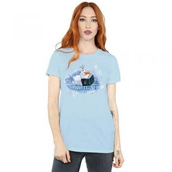 Disney Frozen 2 – Mädchen-Edition Olaf T-Shirt, “Snow It All”, Baumwoll-Boyfriend-Stil, himmelblau