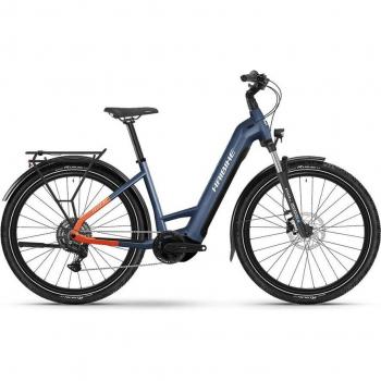 Haibike Trekking 4 E‑Bike, 720 Wh, Shimano, blau-orange, Mittelgröße