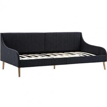 Sofá Cama Estructura de Madera y Tela Gris Oscuro