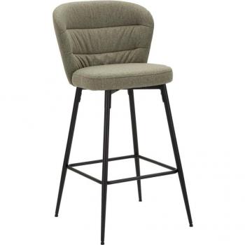 Set di 2 Sgabelli Alti MF433 – Compensato, Metallo, Spugna, Tessuto Verde e Nero 52x59x108 cm (Epikasa)