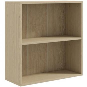 Natural Wood Two-Tier Bookshelf Display Unit with Adjustable Shelf