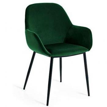 4er Set Esszimmerstühle Natur24 Konna – 59 cm x 83 cm x 55 cm, Grün Samt, Stahlbeine
