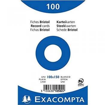 Paquet de 100 Fiches Bristol Blanches 100150 S/Film Exacompta