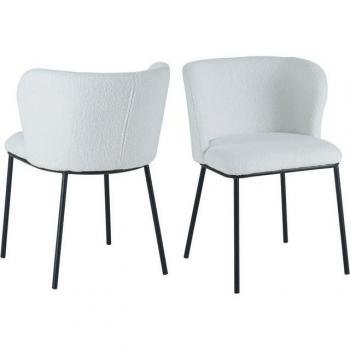 Stilvoller Bouclé-Stuhl, 2er Set, abgerundete Rückenlehne
