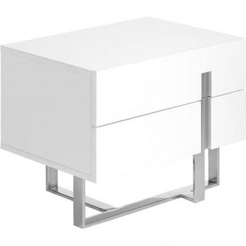 MDF Angel Cerda Nightstand (White) with Chrome Feet