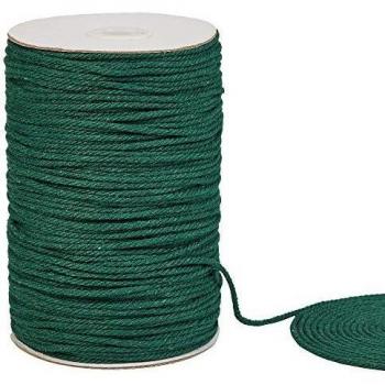 SUNTQ Dunkelgrünes Kordelgarn 4‑lagig – 3 mm, 656 ft, ideal für Pflanzenhänger