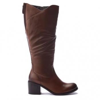 Tan Leather Heeled Boots by Moda In Pelle
