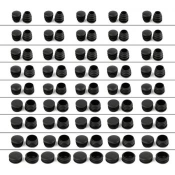 10Pcs Black Plastic Round Tube End Cap
