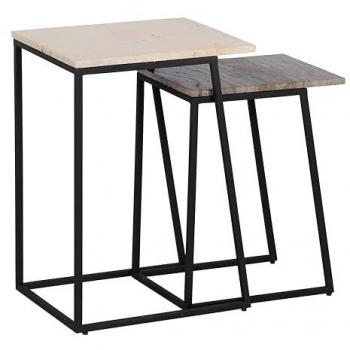 Tavolo Complementare 45x35x63,5 cm Marrone Crema Marmo Ferro – 2 unità