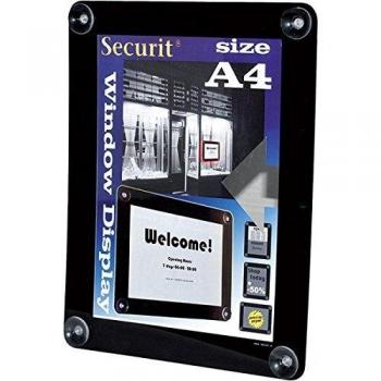 Porte affiche vitre A4 noir – Securit