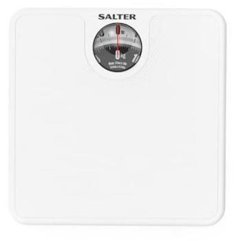 Mechanical Bathroom Scale – Salter White Edition (Model 489WHFXAZF0B) – Analogue, Easy-Read Display, 133kg Capacity, Non-Slip Mat