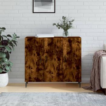 Buffet en bois d'ingénierie 90x34x80 cm chêne fumé