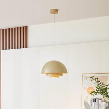 Nymara Lucande – Lámpara colgante LED de 40 cm en tono beige y aluminio