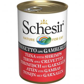 Schesir Nature Cat Gelatina 6x140g Umido Tonnetto Gamberi