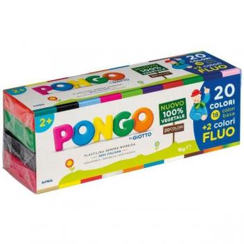 Panetti di plastilina 100% vegetale Pongo by Giotto 50 g conf. da 20 colori assortiti