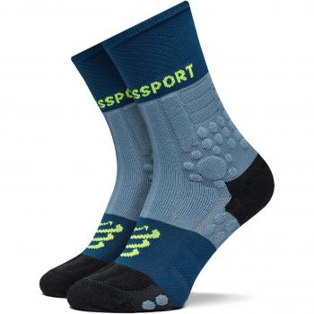 Calze Compressport Pro Racing Winter Trail Alta Visibilità Blu Denim