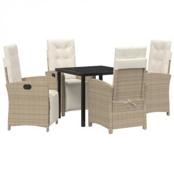 Suite di Pranzo all'Aria Aperta 5 Pezzi, Beige Polyrattan