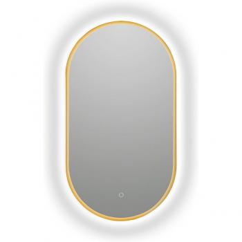 Miroir de salle de bain ovale 50x90 cm, bord en or, LED intégré, bouton tactile B‑950+