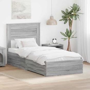 Silvery Grey Sonoma 75x190cm Bed Frame – Engineered Wood by VidaXL