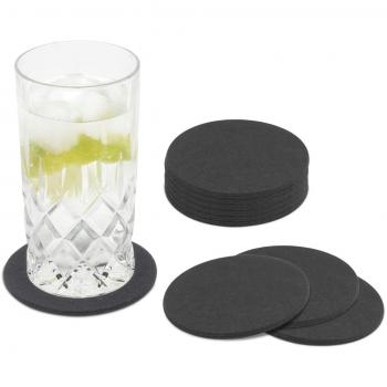 Miqio Eco‑Set: 10 Glasuntersetzer mit Filzwickel, schadstofffrei (Ökotex Z)
