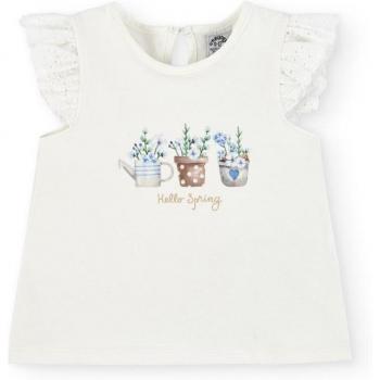 Camiseta cruda para bebé niña con dibujo frontal